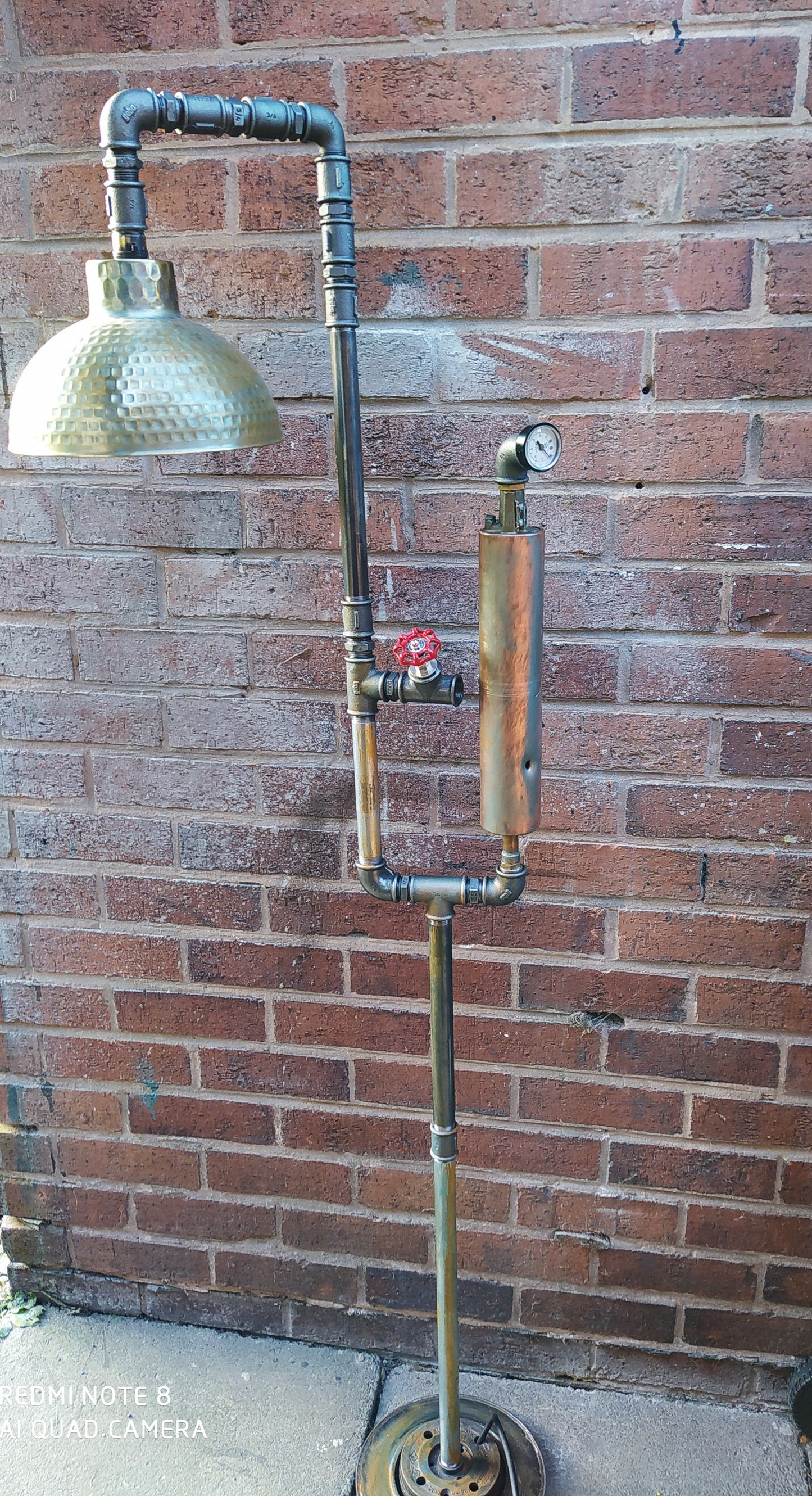 industrial steampunk vintage floor lamp with blue lamshade