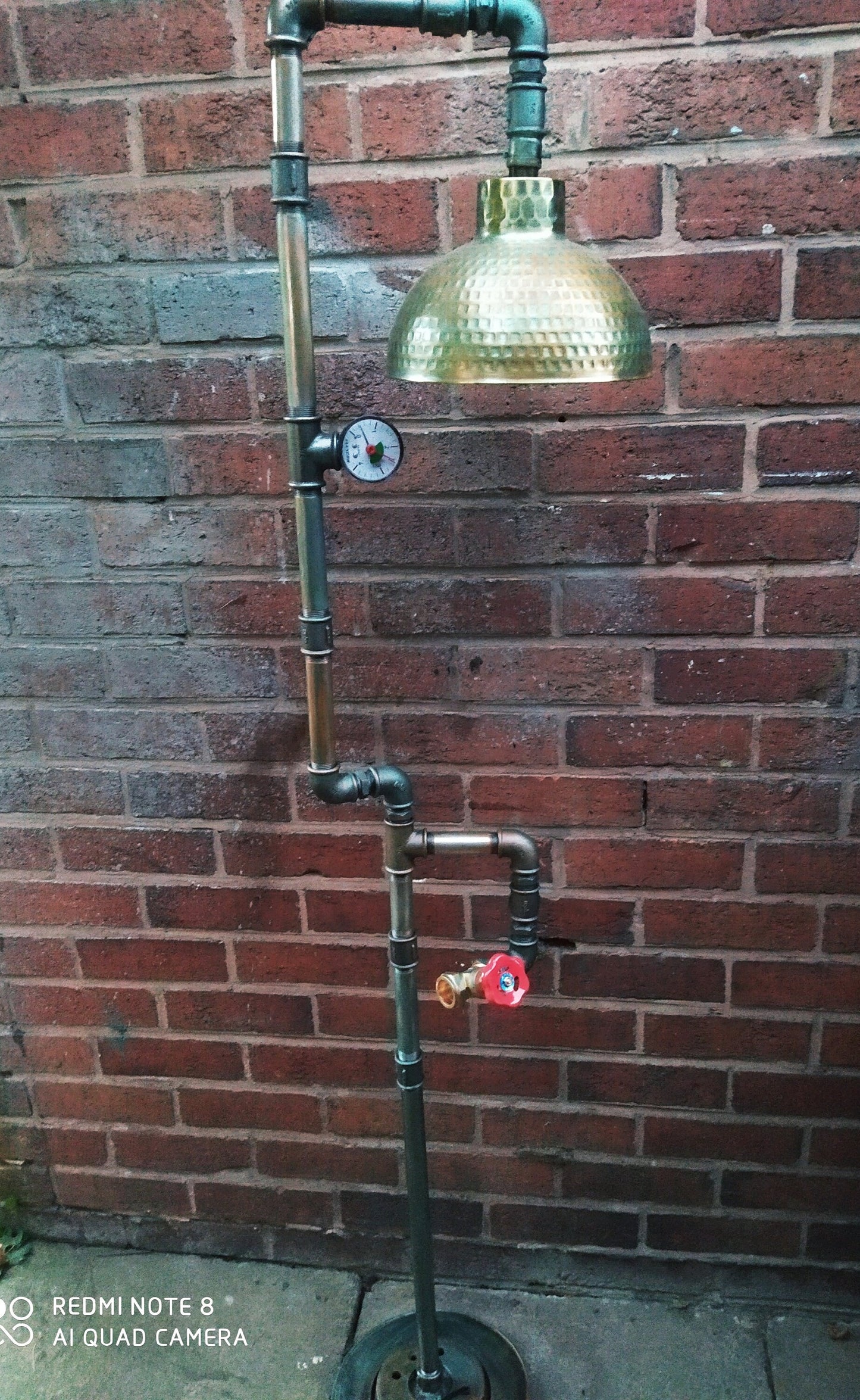 industrial steampunk vintage floor lamp with gold lamshade