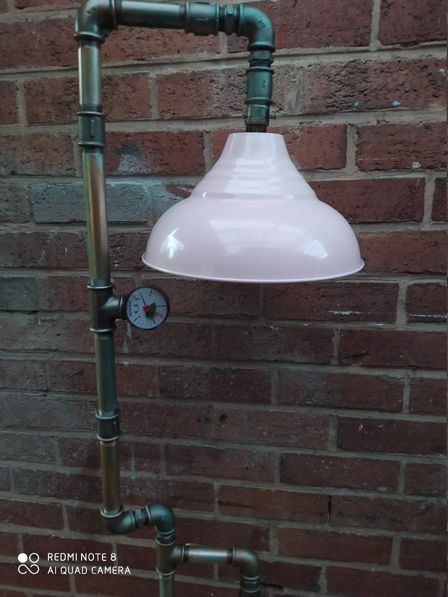 industrial steampunk vintage floor lamp with pink lamshade