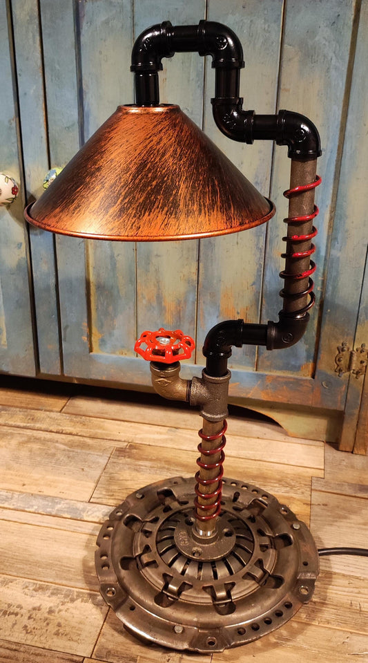 Handmade Industrial Steampunk Vintage Pipe Floor Lamp with Retro Vintage Look - Black Metal Finish, Antique Edison Bulbs & Lamp Switch