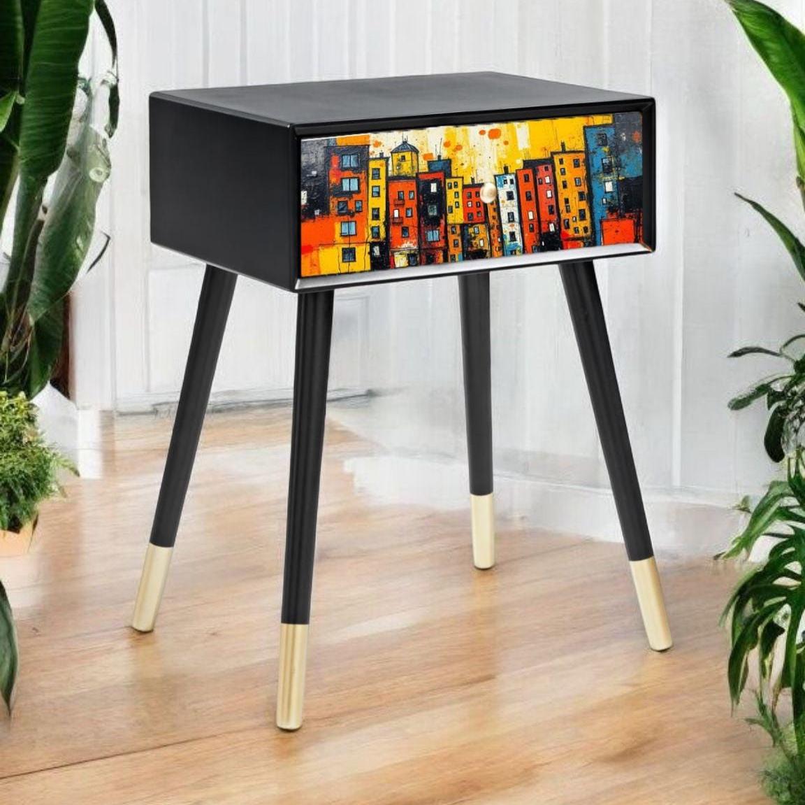 Customizable Retro Bedside Table in Your Choice of Color and Design - Transform Your Bedroom with Unique Style