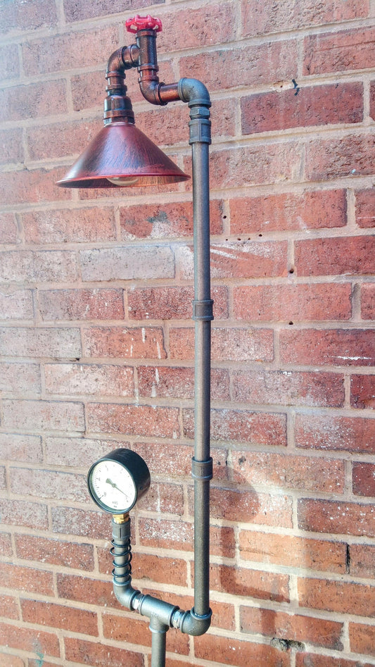 Retro Industrial Steampunk Vintage Floor Lamp Handmade with Yellow Lampshade Black Metal Patina Iron Etsy Lighting Fixture