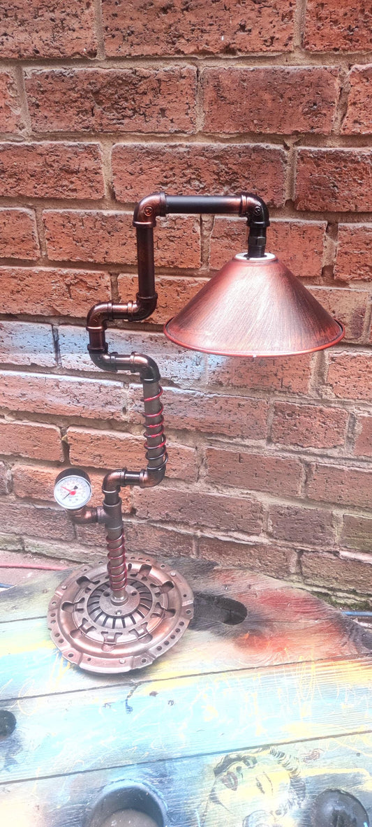 Handmade Industrial Steampunk Vintage Pipe Floor Lamp with Retro Patina Finish and Edison Bulbs