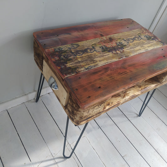 Unique Steampunk Industrial Recycled Pallet Coffee Table with Metal Legs - Quirky Design for Any Room