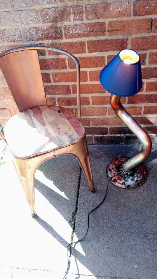 Vintage Industrial Steampunk Floor Lamp with Patina Finish - Retro Handmade Art Piece for Home or Work - Includes Edison Antique Bulb