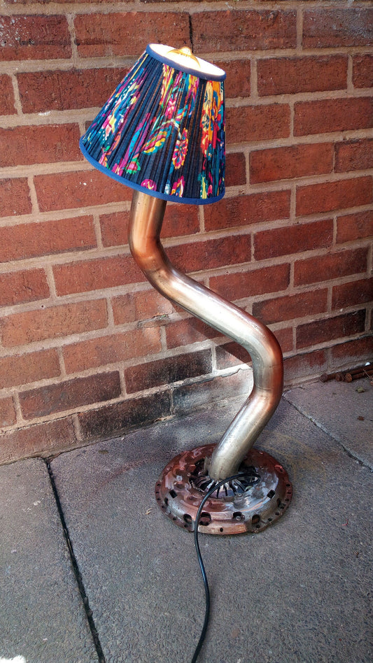 Vintage Industrial Steampunk Floor Lamp with Handmade Patina Finish - Retro Edison Bulb Lighting for Home or Office Decor