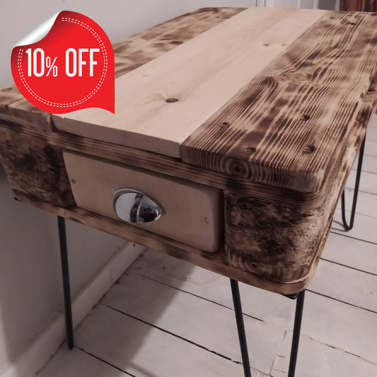 Steampunk  industrial coffee table, side table.