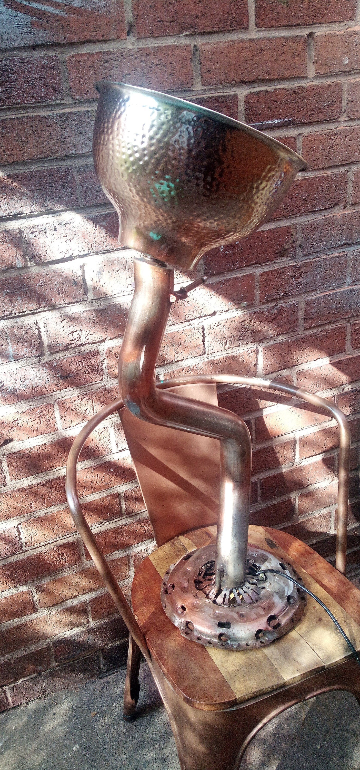 Retro Industrial Vintage Handmade Art Recycling Table Lamp with Patina Finish