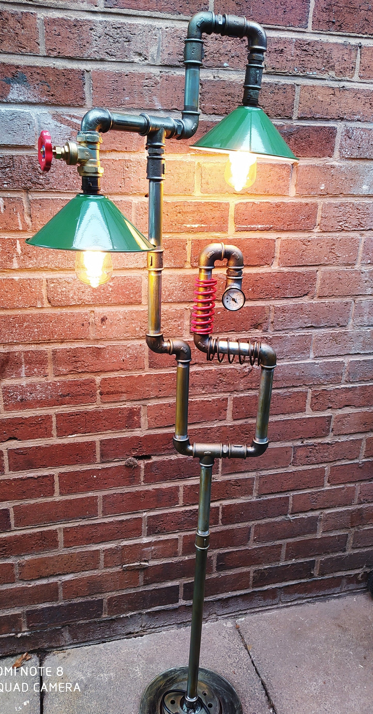 industrial steampunk vintage floor lamp with green   lamshade