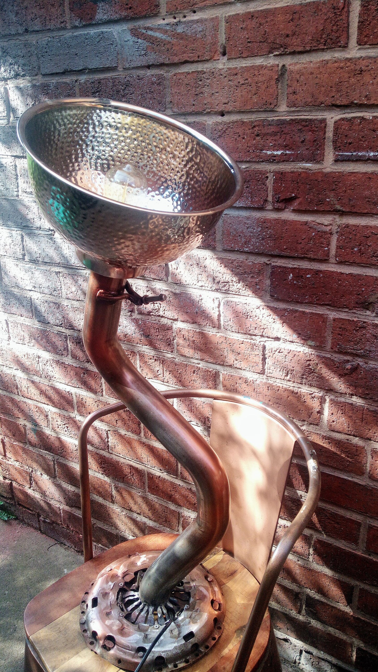 Retro Industrial Vintage Handmade Art Recycling Table Lamp with Patina Finish