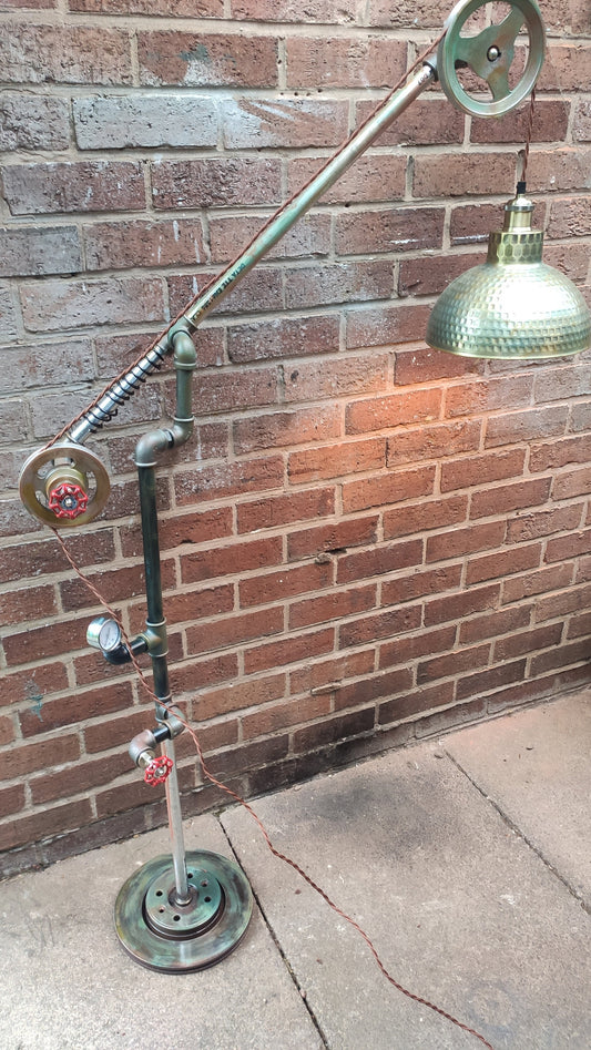 Handmade Industrial Steampunk Vintage Pipe Floor Lamp Retro Vintage Look Iron Edison Bulb Lighting Fixture with Patina