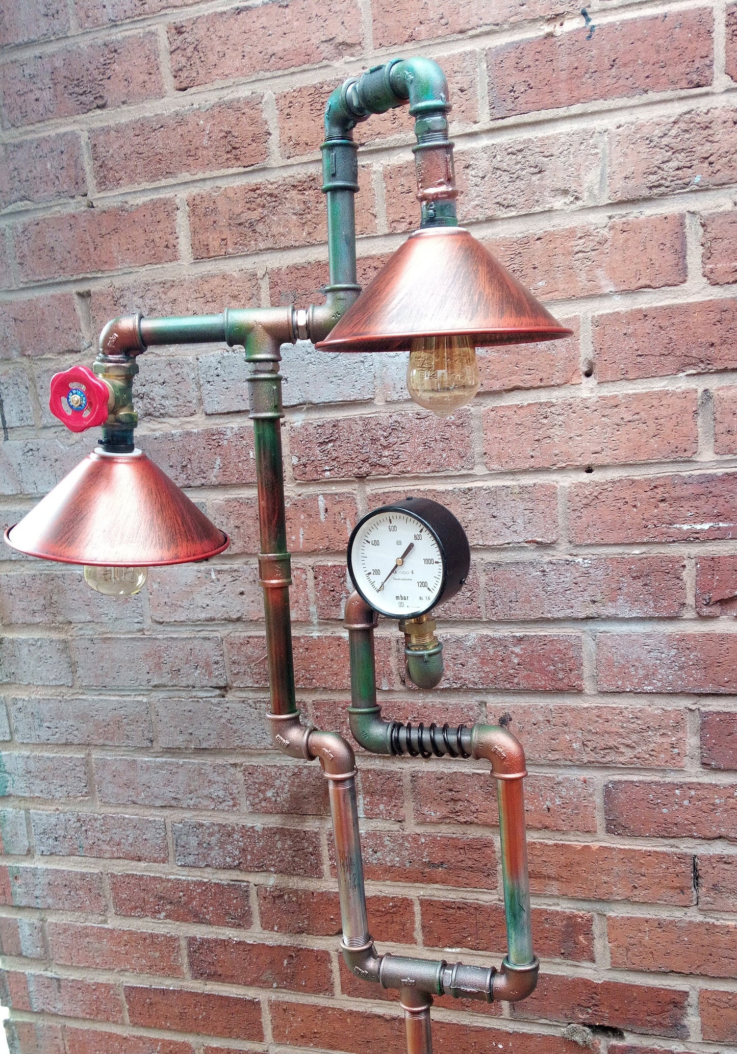 Handmade Industrial Steampunk Vintage Pipe Floor Lamp with Patina Finish - Retro Edison Bulb Lighting in Black Metal Iron