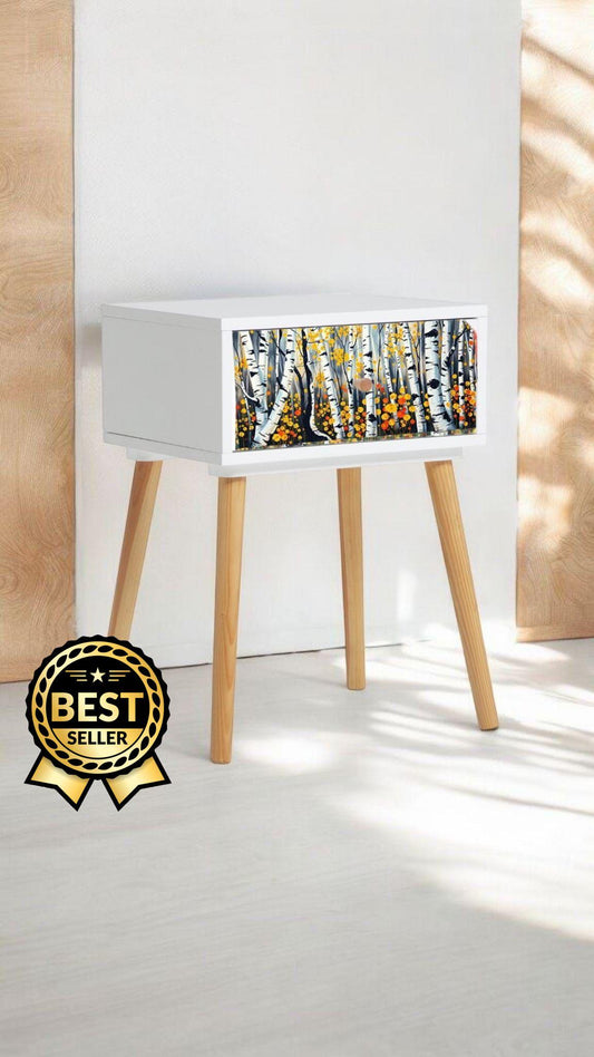Retro Style Bedside Table Customized in Your Choice of Colour and Design - Transform Your Bedroom with this Chic Addition