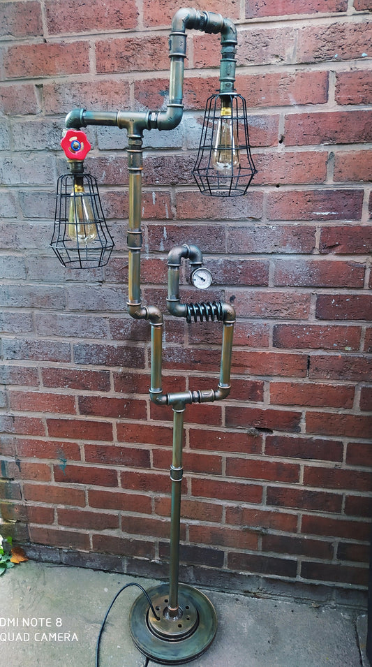 industrial steampunk vintage floor lamp with cages lamshade