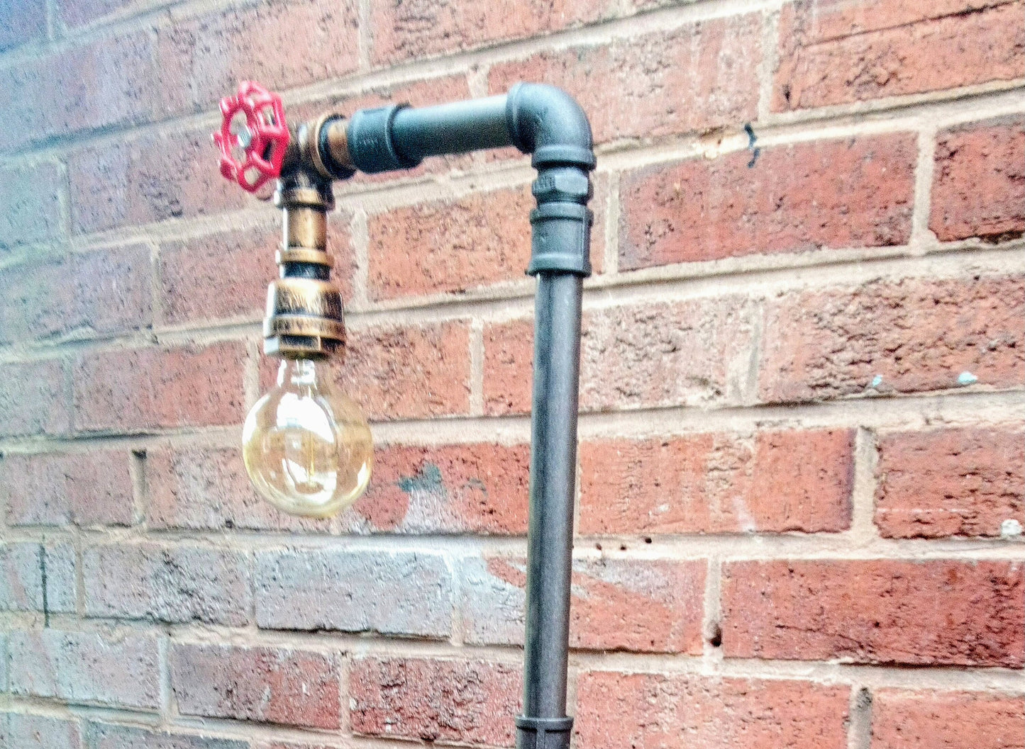 Handmade Industrial Steampunk Floor Lamp with Vintage Yellow Lampshade