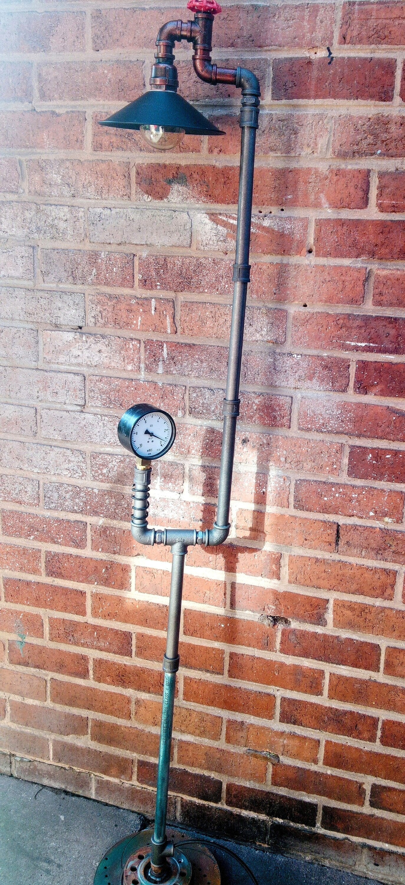 Retro Industrial Steampunk Vintage Floor Lamp Handmade with Yellow Lampshade Black Metal Patina Iron Etsy Lighting Fixture
