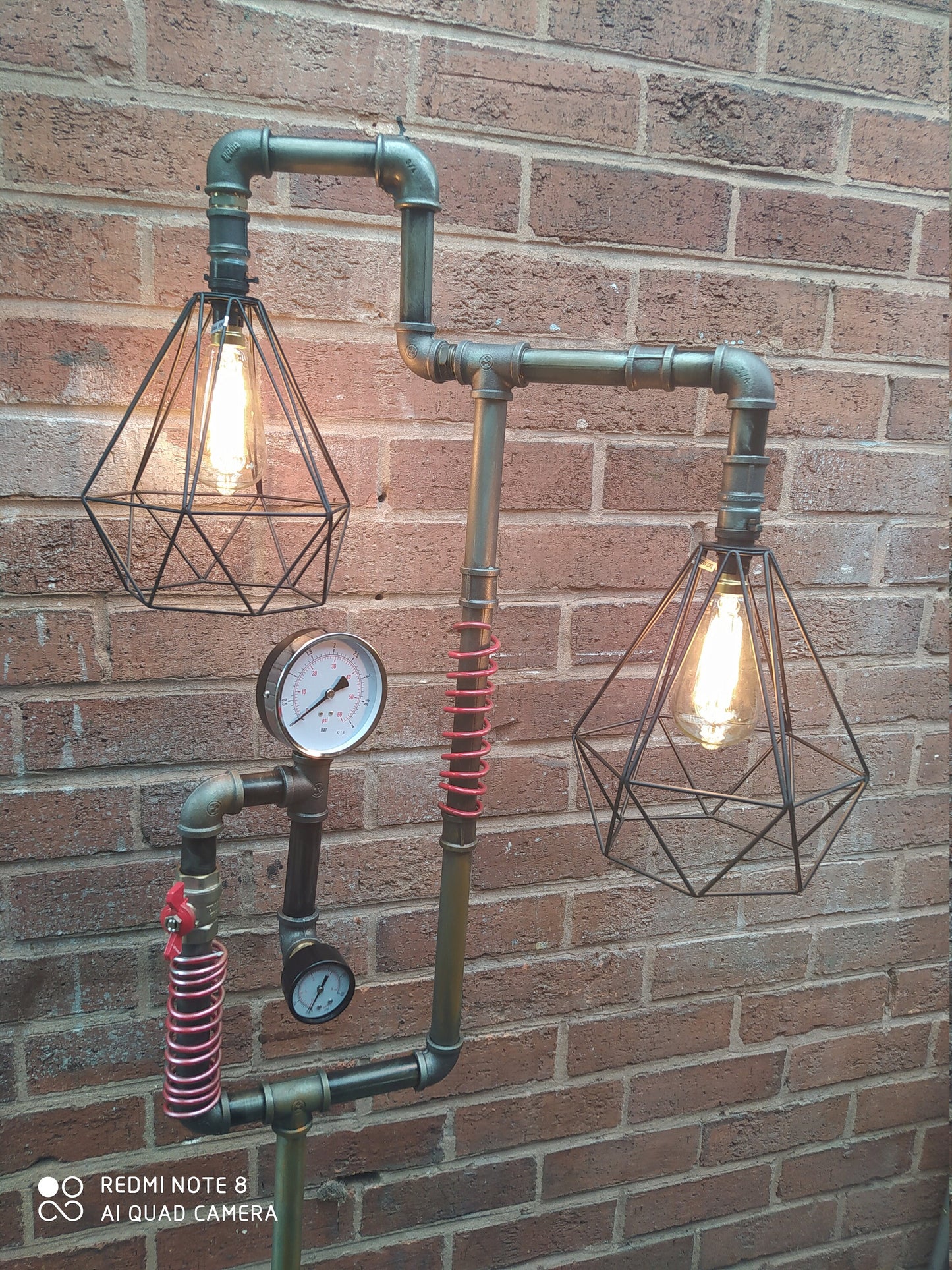 Industrial Steampunk Vintage Floor Lamp with Patina Finish and Customizable Lampshade
