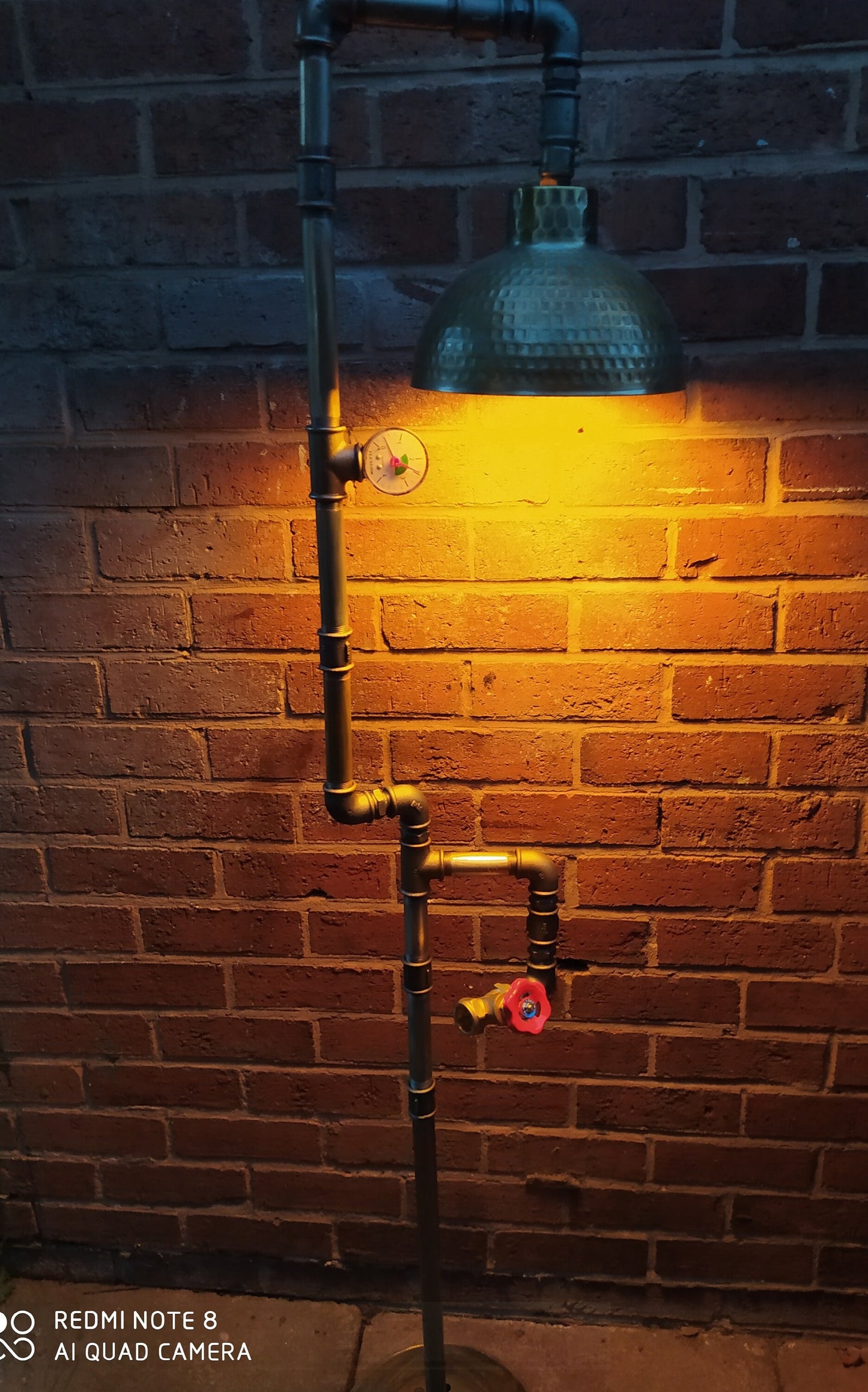 industrial steampunk vintage floor lamp with gold lamshade