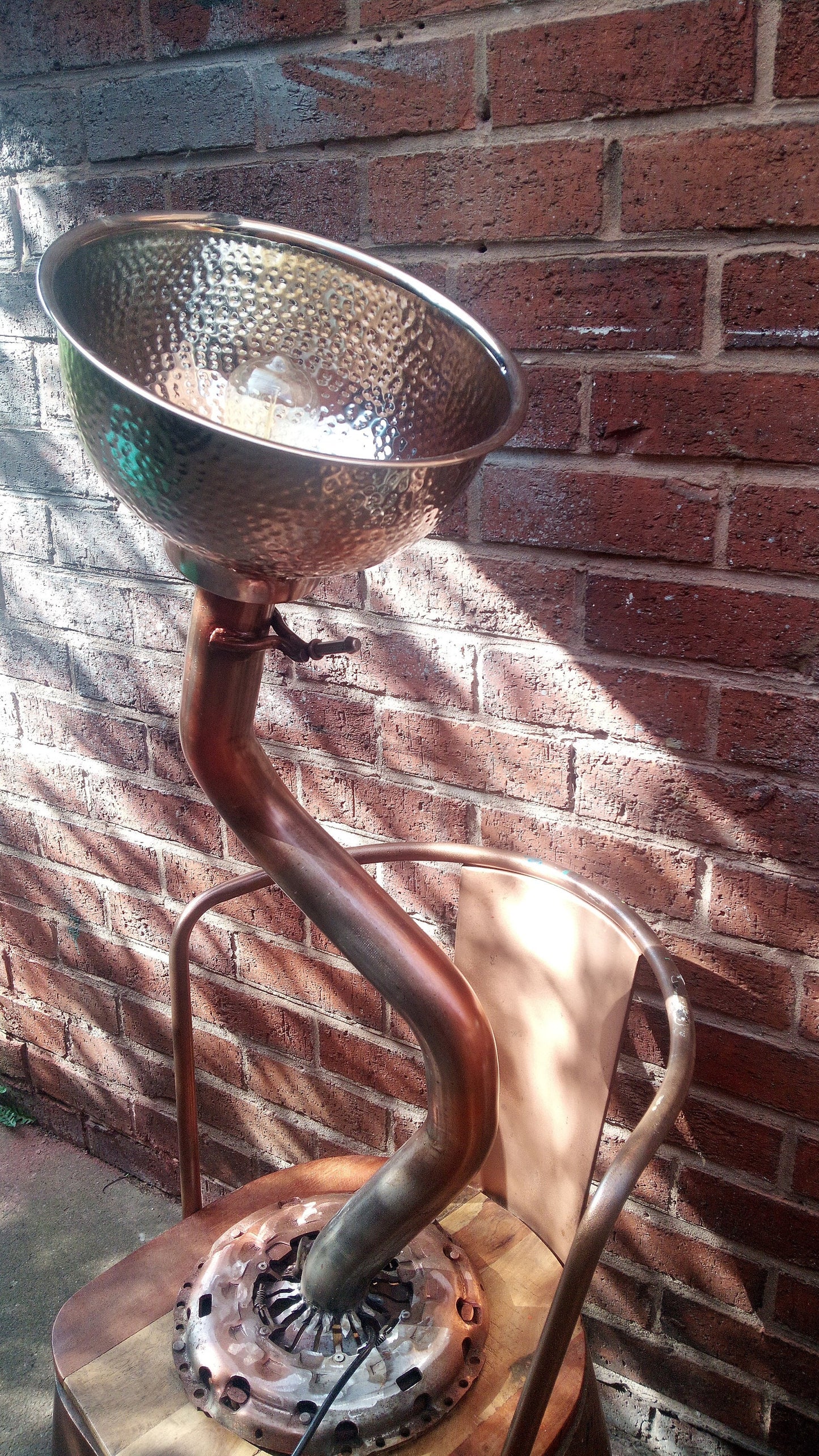 Retro Industrial Vintage Handmade Art Recycling Table Lamp with Patina Finish