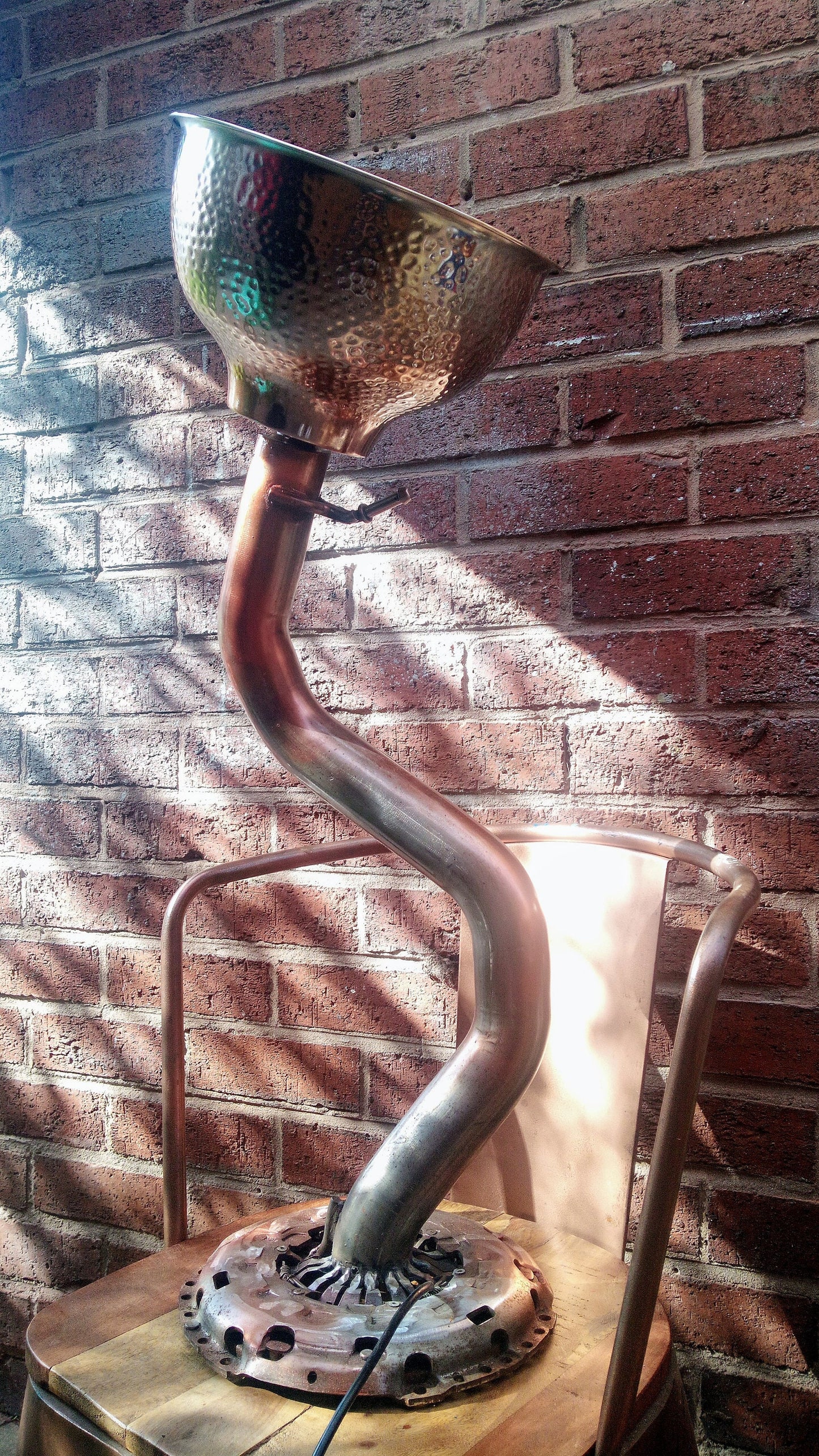 Retro Industrial Vintage Handmade Art Recycling Table Lamp with Patina Finish