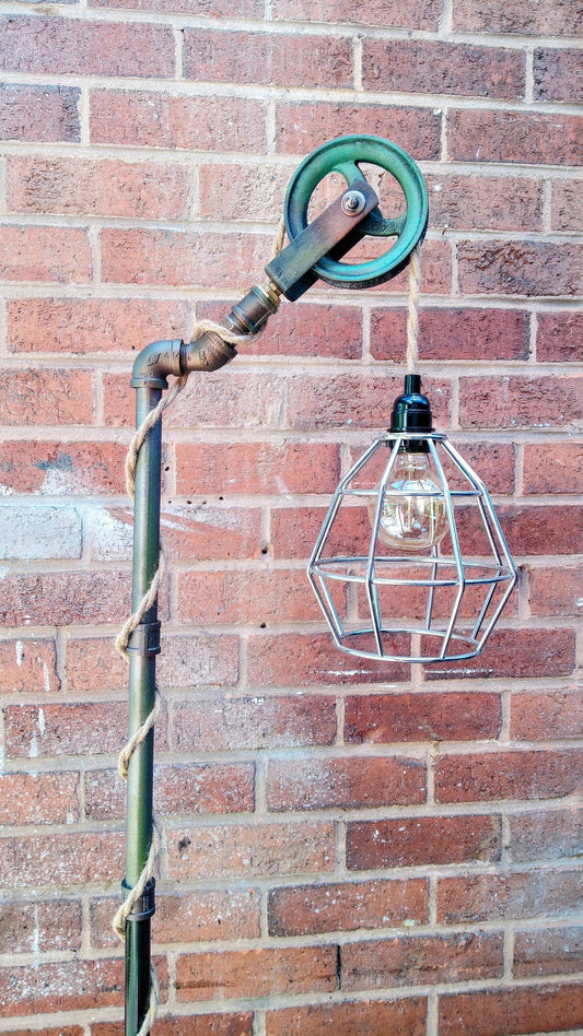 Retro Industrial Steampunk Vintage Pipe Floor Lamp with Patina Finish - Handmade Iron Lighting Fixture for Home or Work - 110V~250V Voltage
