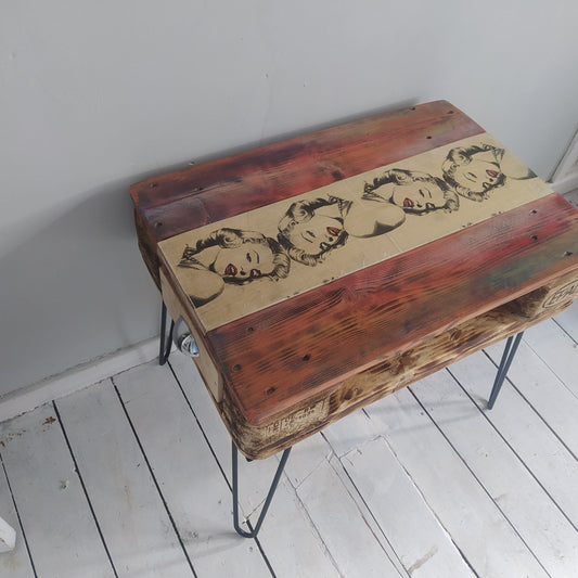 Steampunk Recycled Pallet Coffee Table with Metal Legs - Unique Industrial Design for Any Room