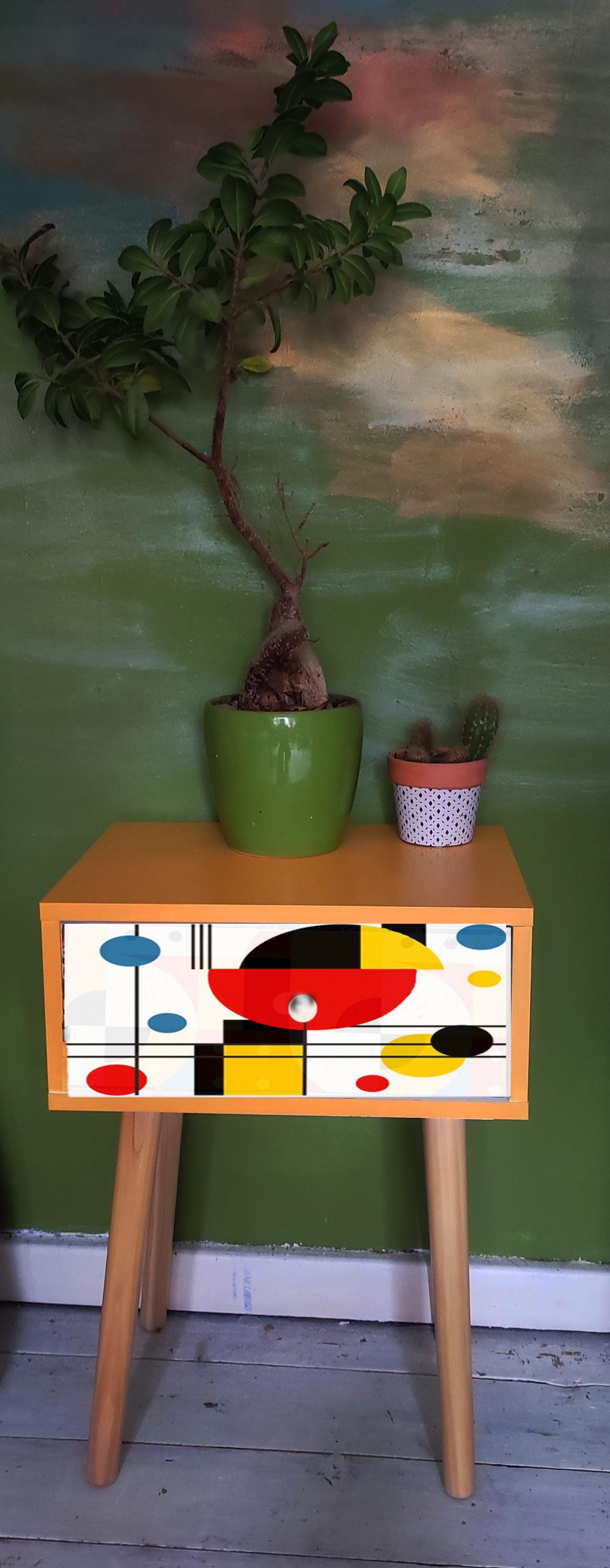 Bedside Table - Space-Saving Modern Design with Custom Pattern & Color Choices - Perfect for Bedroom, Living Room,
