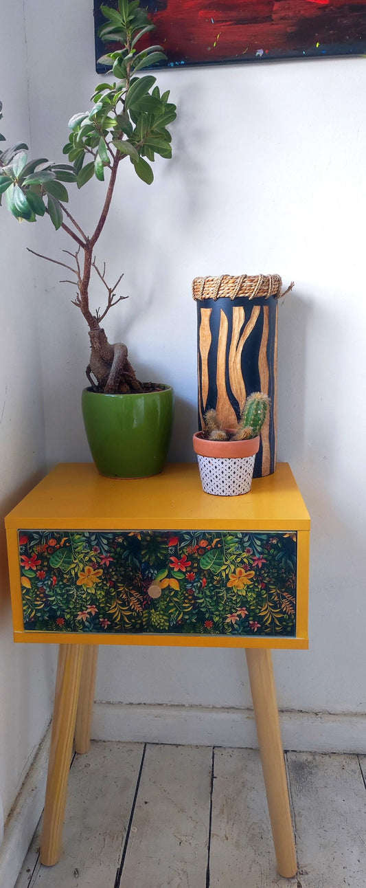 Bedside Table - Space-Saving Modern Design with Custom Pattern & Color Choices - Perfect for Bedroom, Living Room,