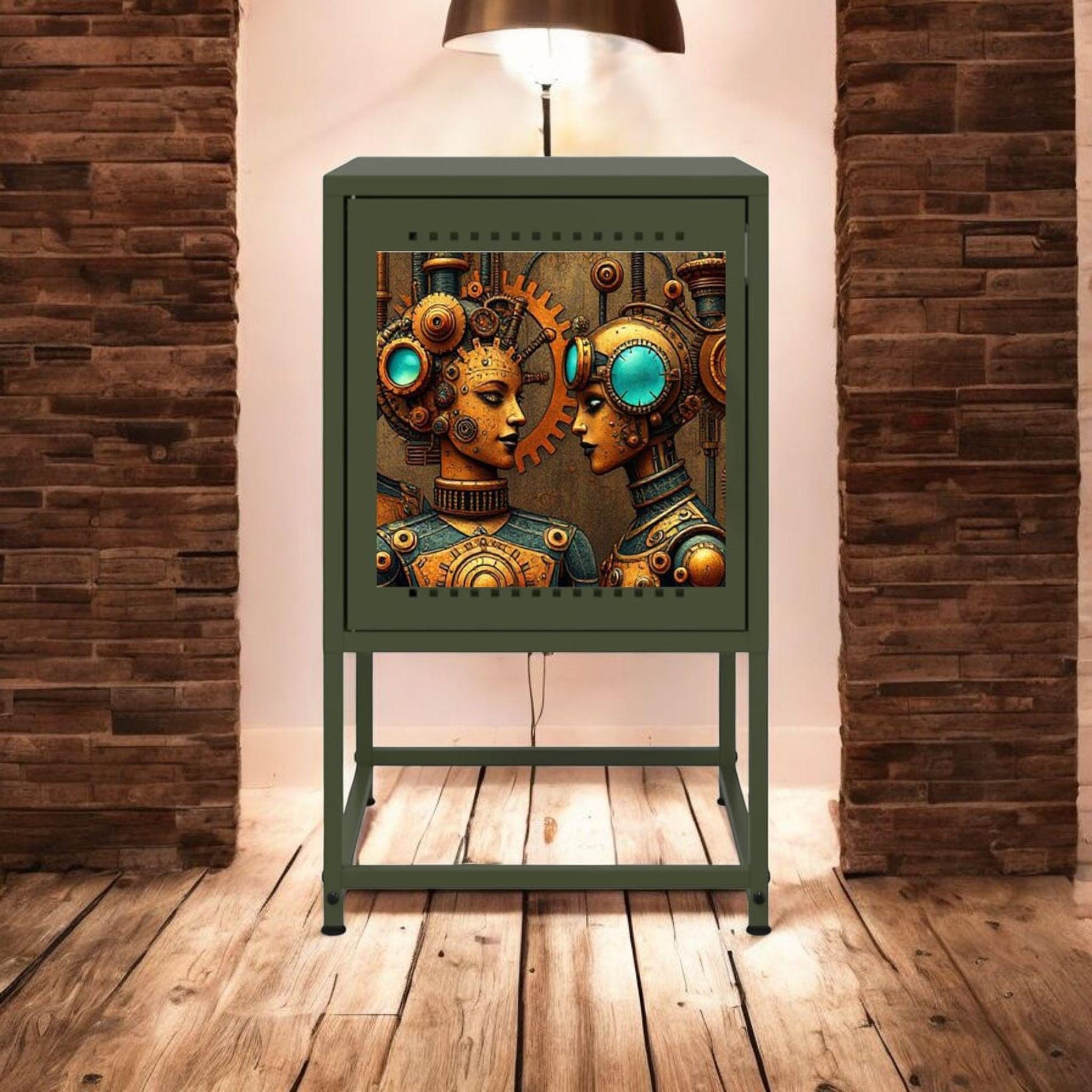 Industrial Steel Bedside Table with Custom Design and Color Option - Retro Style Vintage Furniture for Home Decor