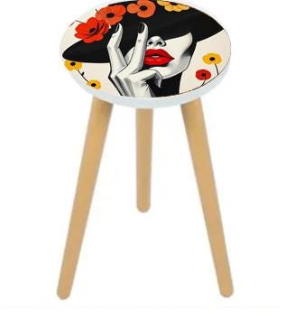 Retro Planter Table with Custom Design - High-Quality Wood Stand, Water-Resistant Paint, Unique Home Decor