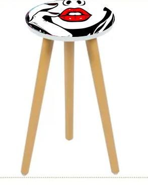 Retro Planter Table with Custom Design - High-Quality Wood Stand, Water-Resistant Paint, Unique Home Decor