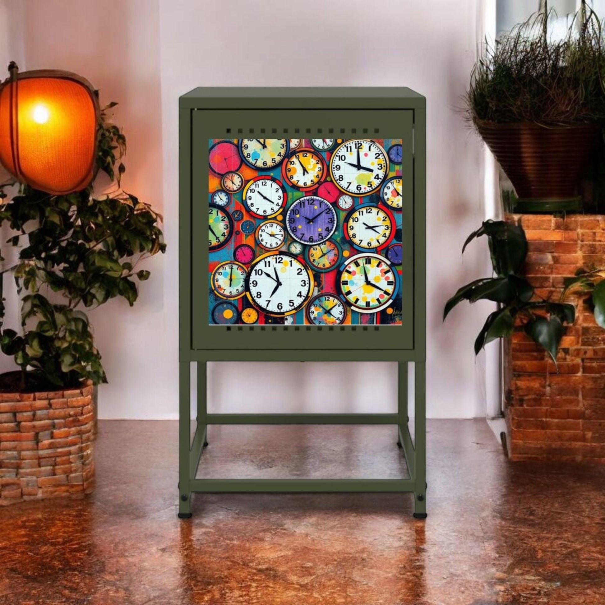 Industrial Steel Bedside Table with Custom Design and Color Option - Retro Style Vintage Furniture for Home Decor
