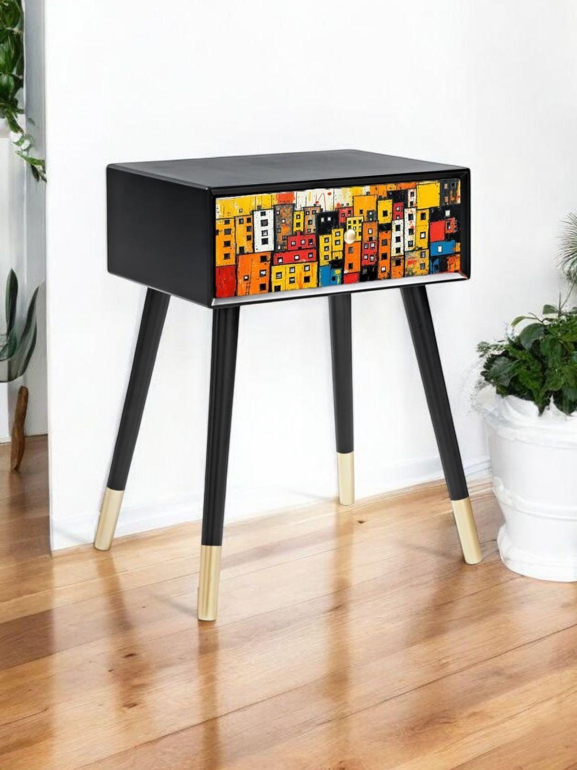 Customizable Retro Bedside Table in Your Choice of Color and Design - Transform Your Bedroom with Unique Style