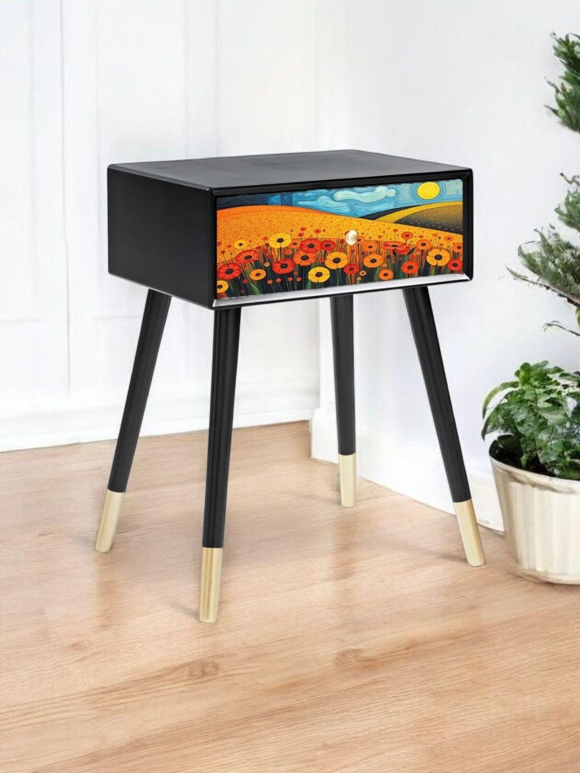 Customizable Retro Bedside Table in Your Choice of Color and Design - Transform Your Bedroom with Unique Style