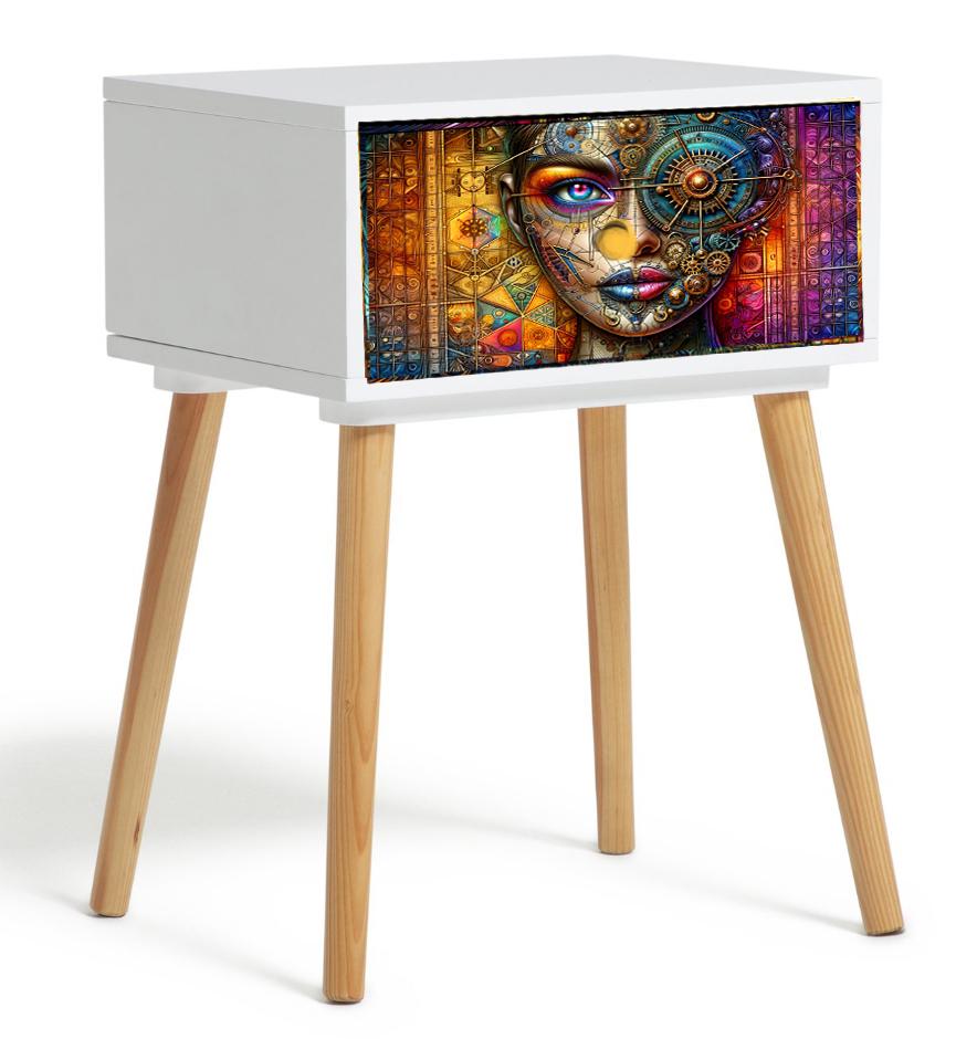Steampunk-inspired Bedside Table with Custom Colour, Design, and Leg Options for Stylish Bedroom Transformation