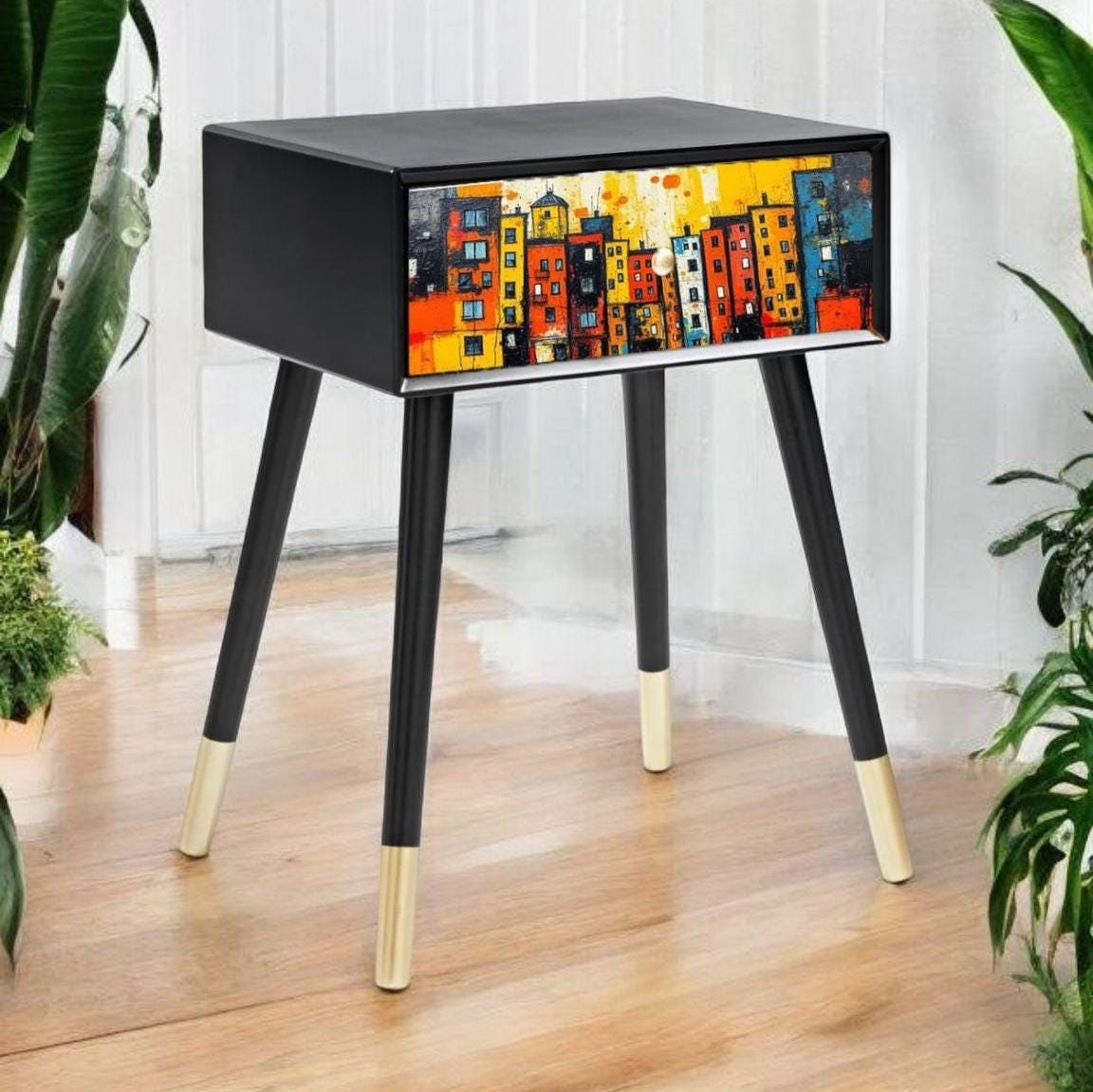 Customizable Retro Bedside Table in Your Choice of Color and Design - Transform Your Bedroom with Unique Style