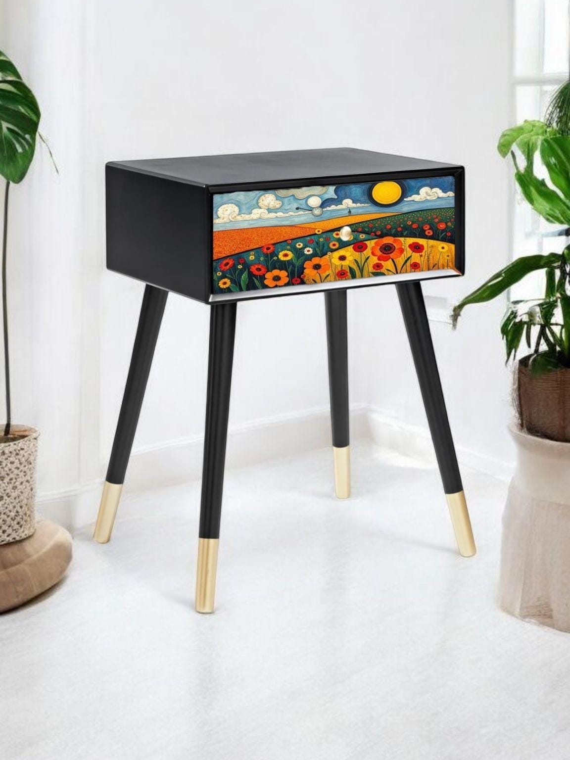 Customizable Retro Bedside Table in Your Choice of Color and Design - Transform Your Bedroom with Unique Style