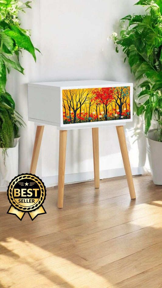 Retro Bedside Table Customizable Colour & Design Options - Transform Your Bedroom Décor - Choose Your Leg Style - Add a Pop of Vintage