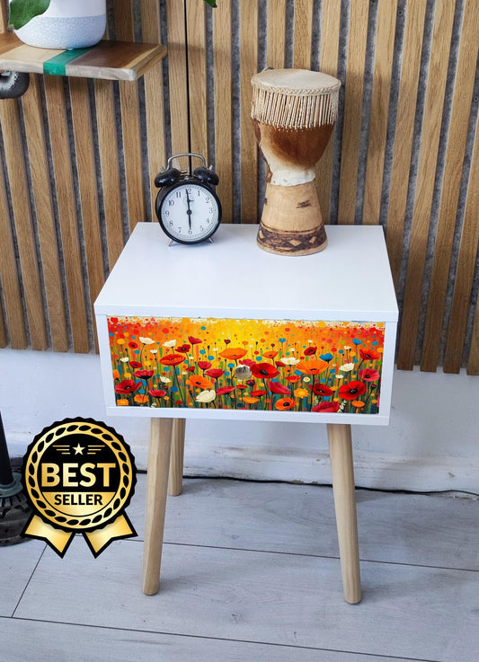 Nature inspired Retro Bedside Table - Customizable Colour & Design - Perfect Addition to Any Home - Choose Legs - Style - Transform Your Bed
