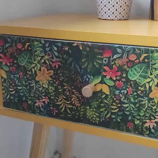 Bedside Table - Space-Saving Modern Design with Custom Pattern & Color Choices - Perfect for Bedroom, Living Room,