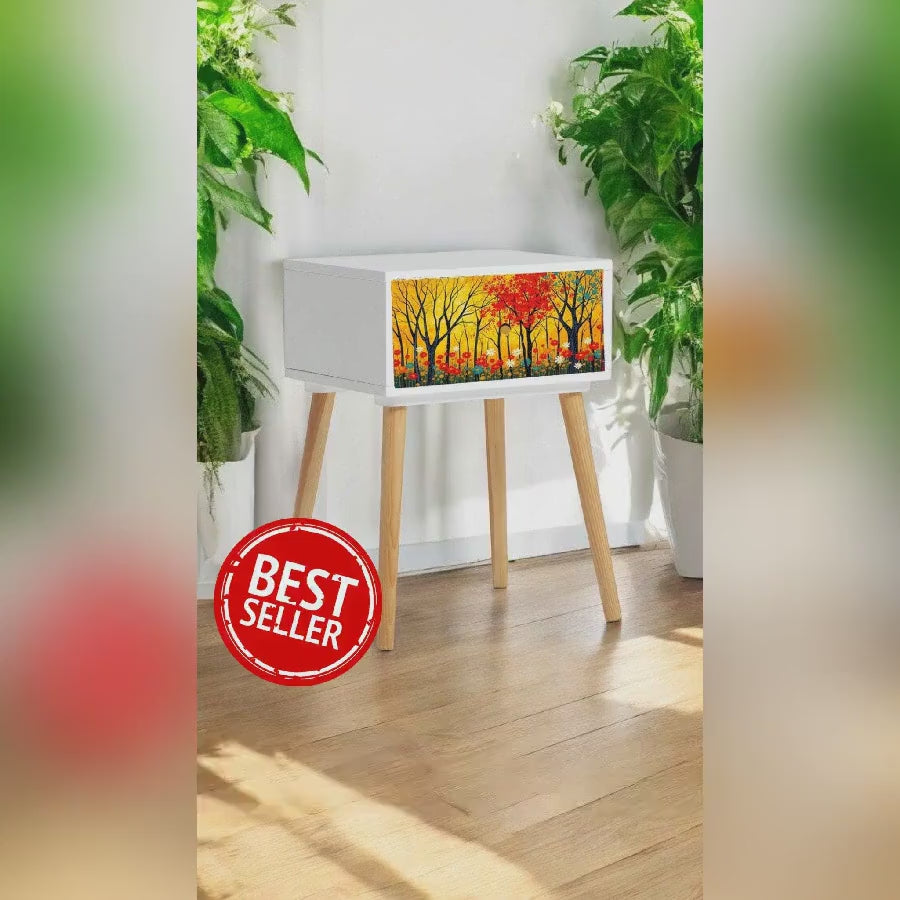 Retro Bedside Table Customizable Colour & Design Options - Transform Your Bedroom Décor - Choose Your Leg Style - Add a Pop of Vintage