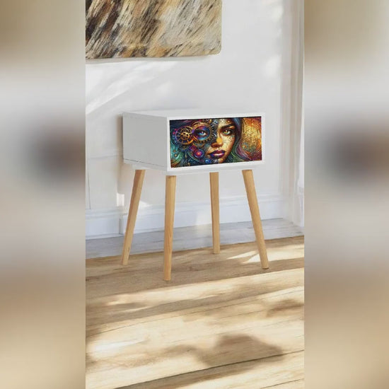 Steampunk-inspired Bedside Table with Custom Colour, Design, and Leg Options for Stylish Bedroom Transformation